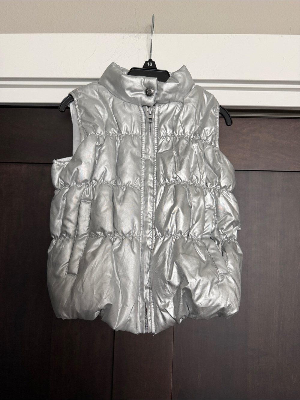 Buffalo David Bitton Puffer Vest in Silver Metallic size 5 NEW
